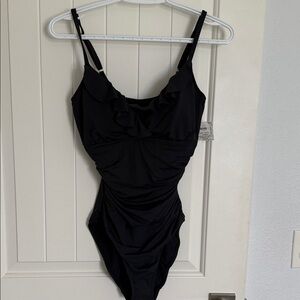Ralph Lauren black Ruffle One-Piece Swimsuit NWT size 10